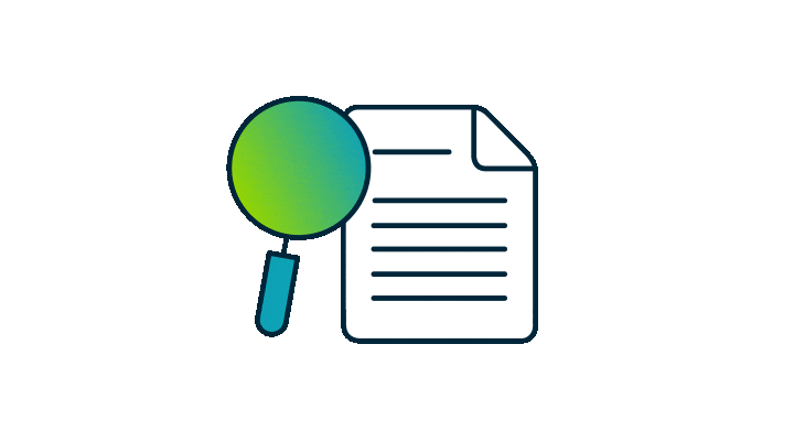 An Old Missouri Bank animation of a magnifying glass scanning a document