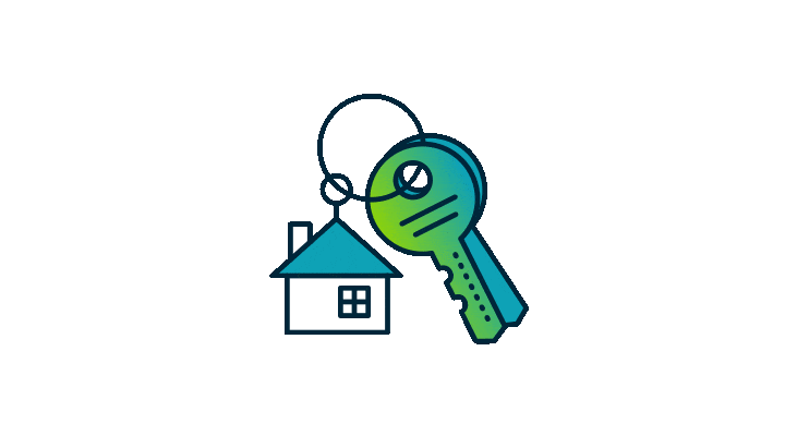 An Old Missouri Bank animation of a set of keys with a house shaped keychain