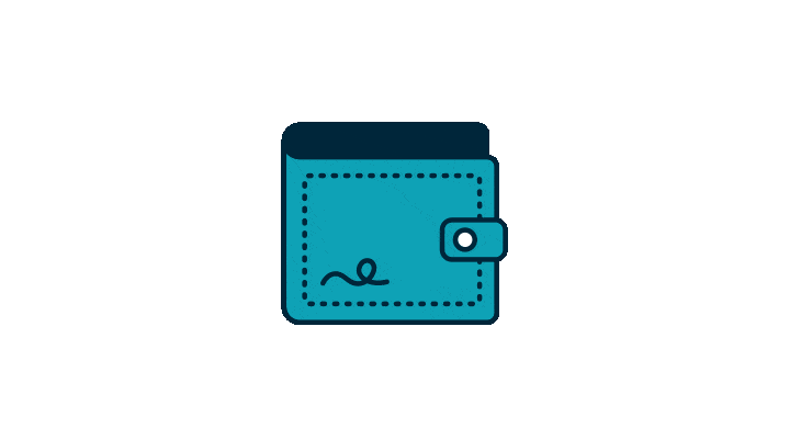 An illustrated animation of a wallet indicating a high-interest checking account