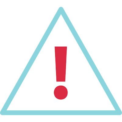 Teal triangle with red exclamation point inside